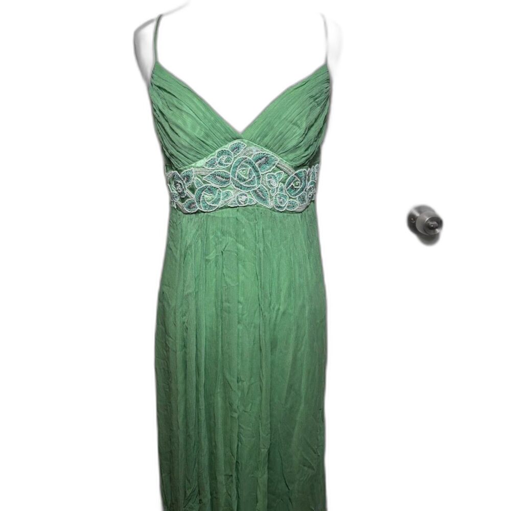 BCBGMaxAzria Gown Dress Maxi Beaded Silk y2k fairy fairycore empire waist prom